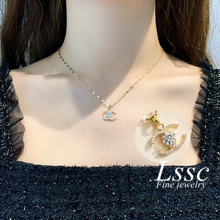 สร้อยเพชร สร้อยสแตนเลส สีทอง จี้พลอยพรีเมี่ยมประกาย  งานเกรดA ins พร้อมส่ง