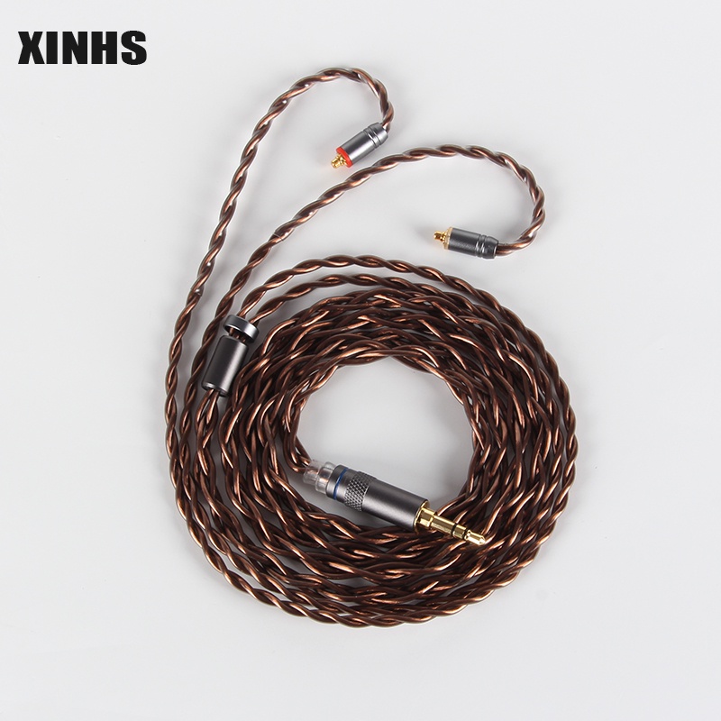 XINHS 4-core 6N single crystal copper silver plated dark brown cross weave high-purity HIFI upgrade 