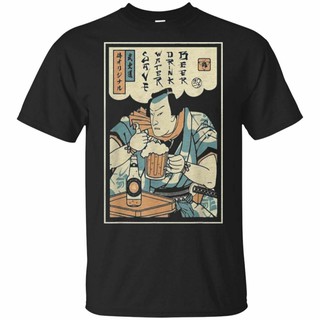 เสื้อยืดโอเวอร์ไซส์Beer Samurai Drinking Beer Samurai Black, Navy T-Shirt T Shirt MenS-5XL