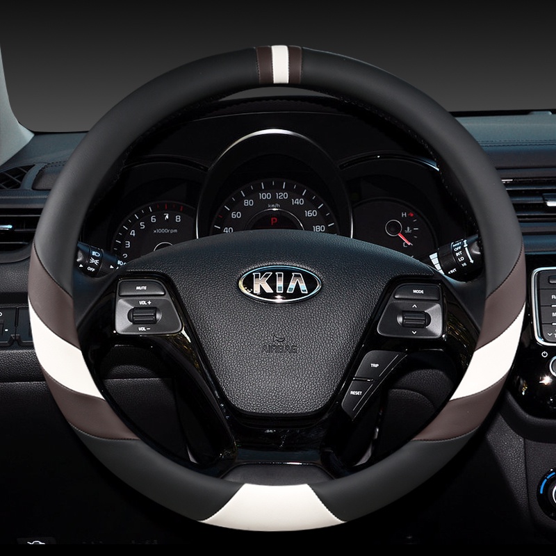 หนังกีฬาพวงมาลัยรถสําหรับ Kia K2 K3 K4 K5 K3S KX1 KX3 KX5 KX7 Rio Soul อุปกรณ์เสริมอัตโนมัติ