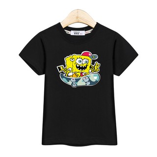 เด็กเสื้อผ้าการ์ตูนเสื้อยืดแขนสั้นเสื้อผ้าเด็กชายด้านบนของสาว ๆ SpongeBob boy girl clothing