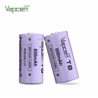 Vapcell 16340 3.7V850mah ถ่านชาร์จVapcell 16340 รุ่นT8