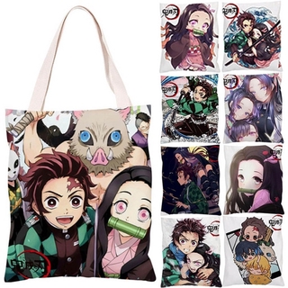 Demon Slayer: Kimetsu No Yaiba Canvas Handbag Shoulder Bag Portable Washable &amp; Eco-Friendly Tote Carrying Bag