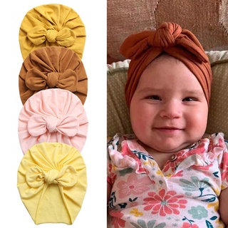 Cute Bows Baby Hat Solid Color Kids Bonnet Hat Soft Turban Spring Autumn Children Toddler Beanie Cap