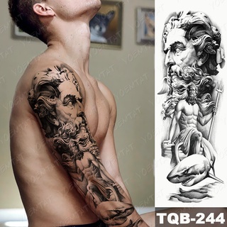 Large Arm Sleeve Tattoo Angel Statue Warrior Waterproof Temporary Tatto Sticker Rose Samurai Body Art Full Fake Tatoo Women Men