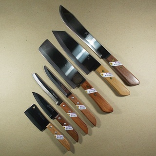 มีดทำครัวกีวีจัดชุด 7 เล่ม มีดเชฟ ใบมีดสแตนเลสด้ามไม้ Cooking knives Kiwi set 7 pcs no. 503 504 502 501 172 173 248