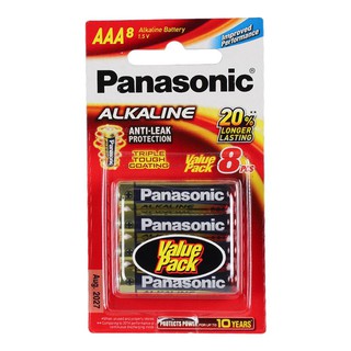 ถ่านอัลคาไลน์ AAA PANASONIC LR03T/8B ALKALINE BATTERY PANASONIC LR03T/8B