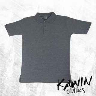 KAWIN เสื้อโปโล ผู้ชาย/ผู้หญิง Dark Grey สีเทาดำเข้ม ผ้าเนื้อนุ่มใส่สบายมาก
