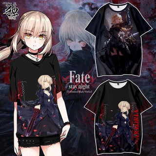 ✗❒✈Fate Saber fgo เสื้อยืดแขนสั้น Wu Wang รอบคอเสื้อ Casual Summer T -shirt [ส่งวันที่ 30 พ.ค. ]