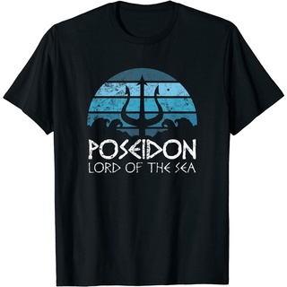 เสื้อยืดราคาถูกสุดๆเสื้อยืด ผ้าฝ้าย พิมพ์ลาย Poseidon Trident Greek Gods Lord Of The Sea สไตล์คลาสสิก ของขวัญคริสต์มาส แ