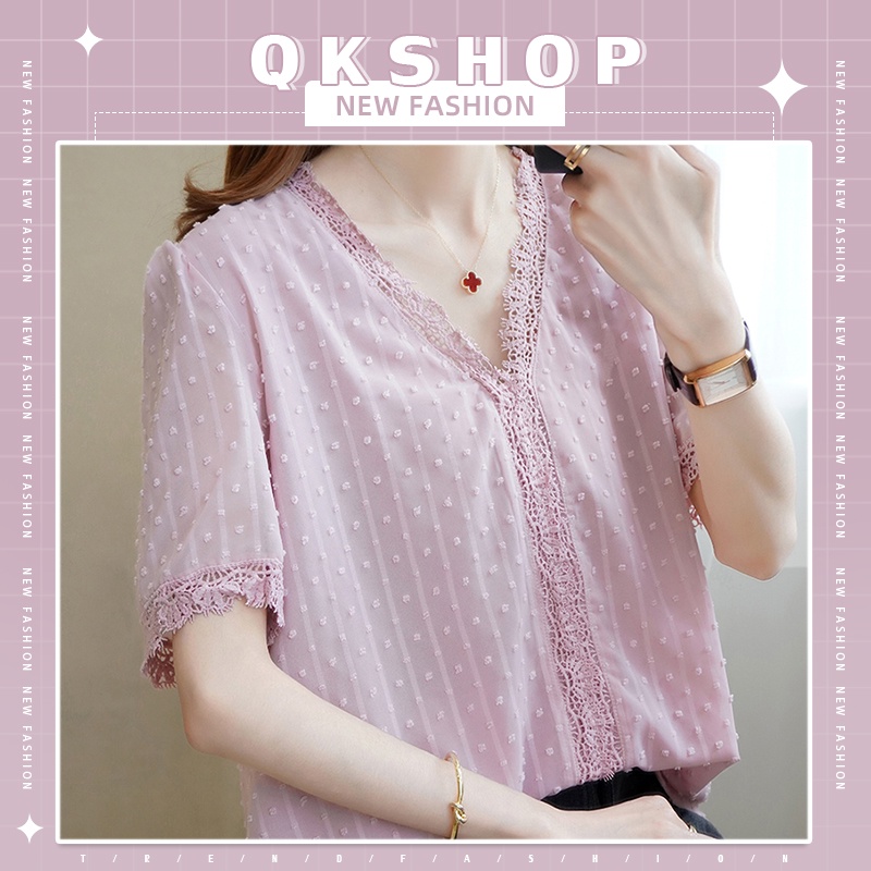 QKshop สวยไม่ไหว❗️❗️เสื้อคอวีดีเทลลูกไม้สีสวยละมุนมากกก ต้องจะละนะ – โปรปัง