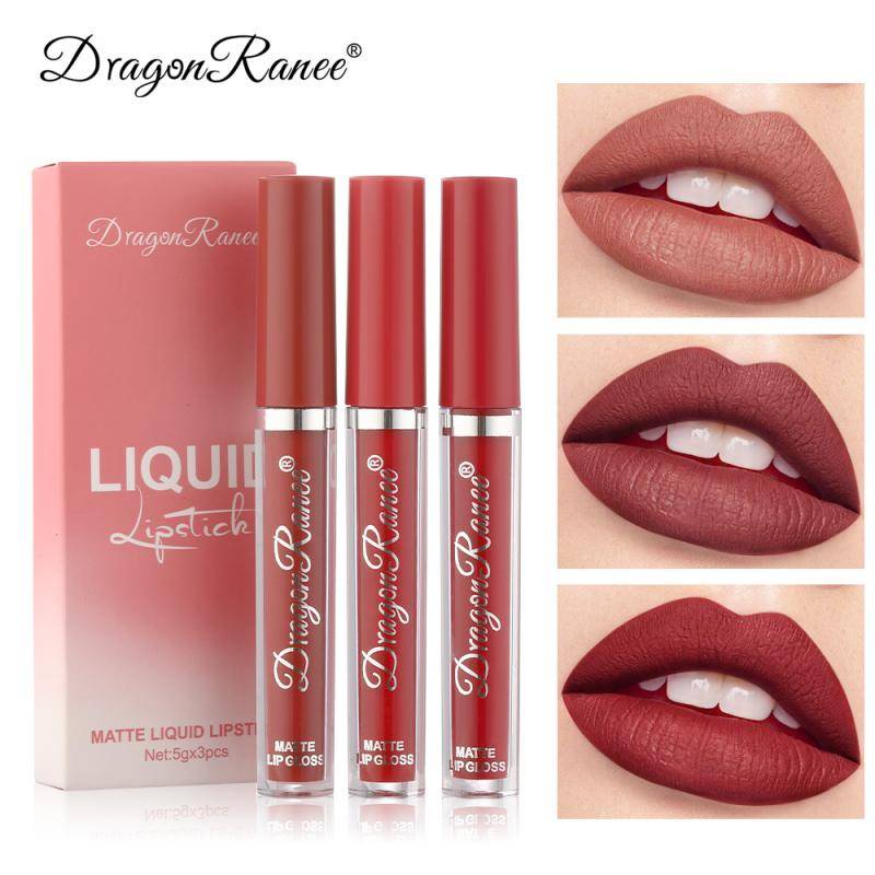 เซต3แท่ง (ใหม่/แท้) Dragon Ranee LIP GLAZE 3 แท่ง 3 โทนสี เนื้อกำมะหยี่กึ่งแมท