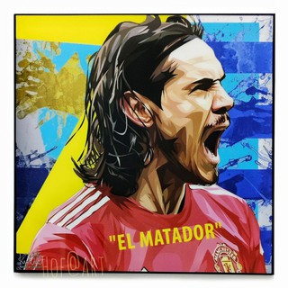 Edinson Cavani เอดิสัน คาวานี่ El Matador Manchester United แมนยู ปีศาจแดง รูปภาพ​ติด​ผนัง​ pop art นักฟุตบอล​ กรอบรูป​​