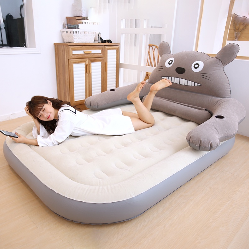 &gt;การ์ตูนเบาะลมผ้าปูที่นอน1.2หนาพื้นเตียงขี้เกียจเตียงพองคู่แบบพกพาMy Neighbor Totoroที่นอน1.5เมตร