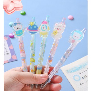 เครื่องเขียนแพทช์กดปากกาการ์ตูนน่ารักกดประเภทปากกาเจลสีดำนักเรียนสร้างสรรค์