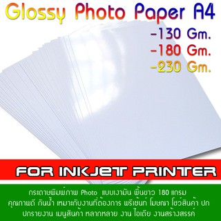 กระดาษ Inkjet Glossy Photo Paper แบบเงามัน  กระดาษกลอสซี่ .