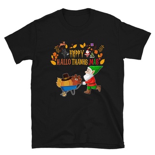 tshirtเสื้อยืดคอกลมฤดูร้อนขายดี เสื้อยืด พิมพ์ลาย Happy Hallothanksmas JLibmd32MCkbia59 สไตล์คลาสสิก สําหรับปาร์ตี้ฮาโลว