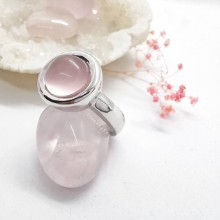 แหวนเงินหินโรสควอตซ์ Rose Quartz
