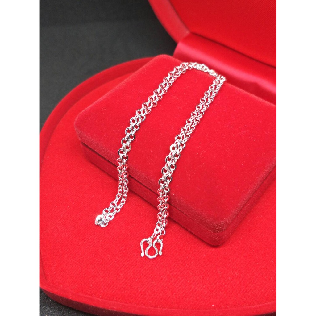 PSN124A สร้อยคอเงินลายโซ่ฝรั่ง ยาว 45cm หนัก 1สลึง ชุบเงินแท้925