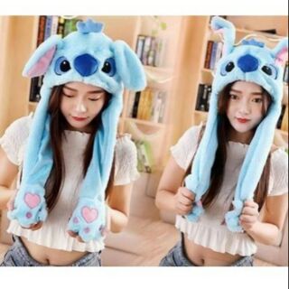 หมวกหูกระดิก ลาย สติช Stitch บีบที่รูปมือด้านล่าง หูจะกระดิกขึ้นลงได้ค่ะ เด็ก ผู้ใหญ่ ใส่ได้ค่ะ