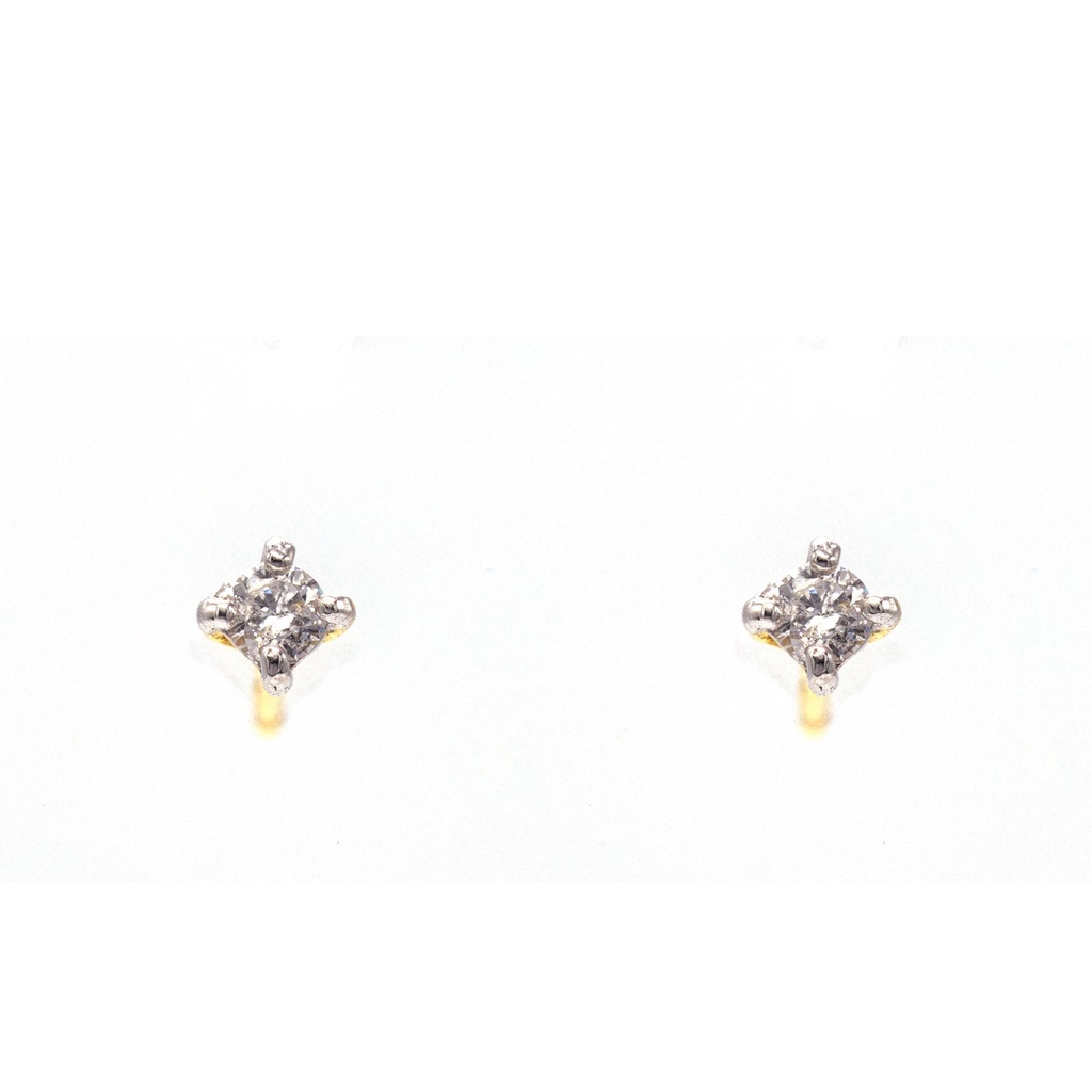 Happy jewelry ต่างหูเพชร เพชรเม็ดเดี่ยว ข้างละ 5 ตัง เล็กๆ น่ารัก ต่างหูทองเพชรแท้ ทองแท้ 37.5% ER101