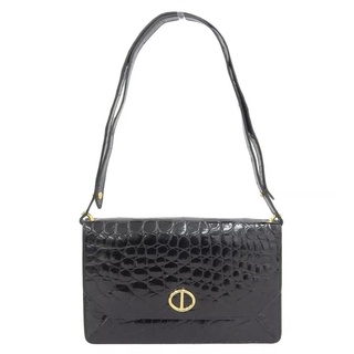 Christian Dior Crocodile Leather Shoulder Bag Vintage Black