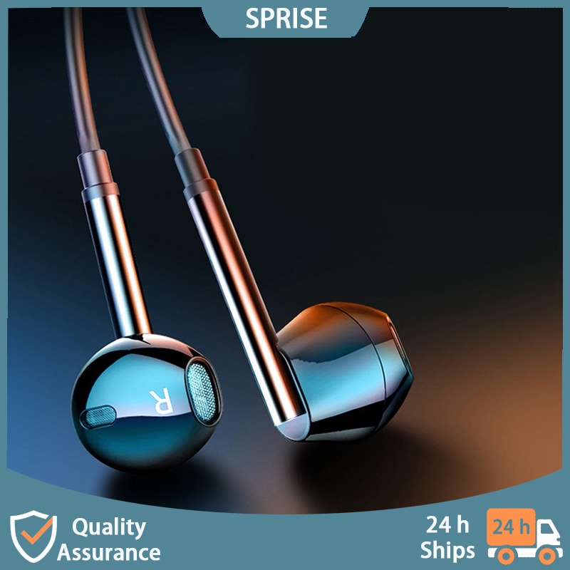SPRISE M15 หูฟังแบบมีสายตัดเสียงรบกวนพร้อมไมโครโฟนโลหะเสียงสเตอริโอเบสหูฟังชนิดใส่ในหูสําหรับหูฟังสําหรับเล่นเกมมือถือ