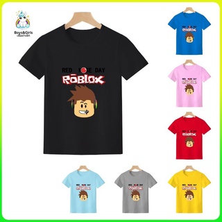 【COD】 Roblox แขนสั้นเด็กพิมพ์ลาย แขนสั้นเด็กผู้หญิง เสื้อยืดลำลองผ้าฝ้าย