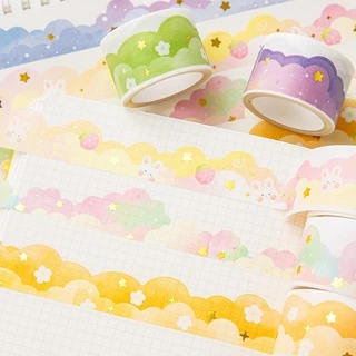 สติกเกอร์เทปวาชิ ลายก้อนเมฆ สีบรอนซ์ 3 เมตร สําหรับตกแต่งไดอารี่ นักเรียน DIY