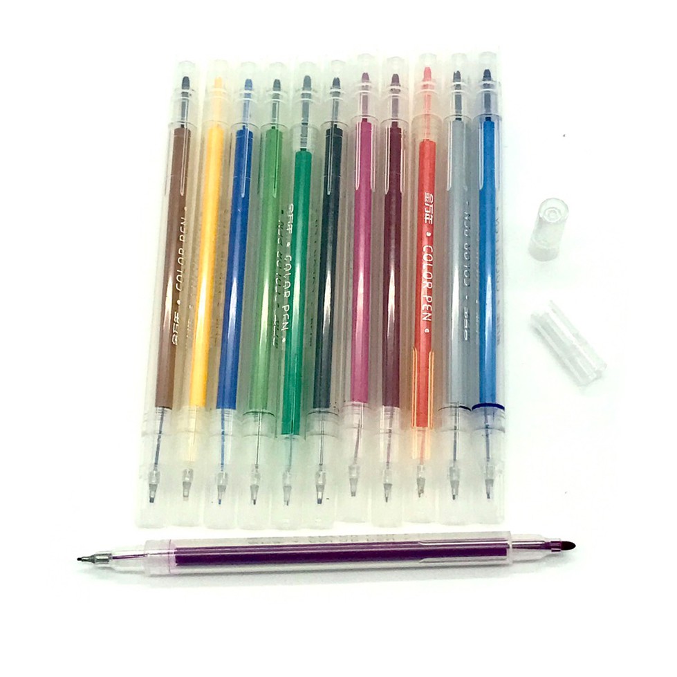 ปากกาหัวเข็ม+หัวสักหลาด G-0581T 12 แท่ง12สี/กล่อง