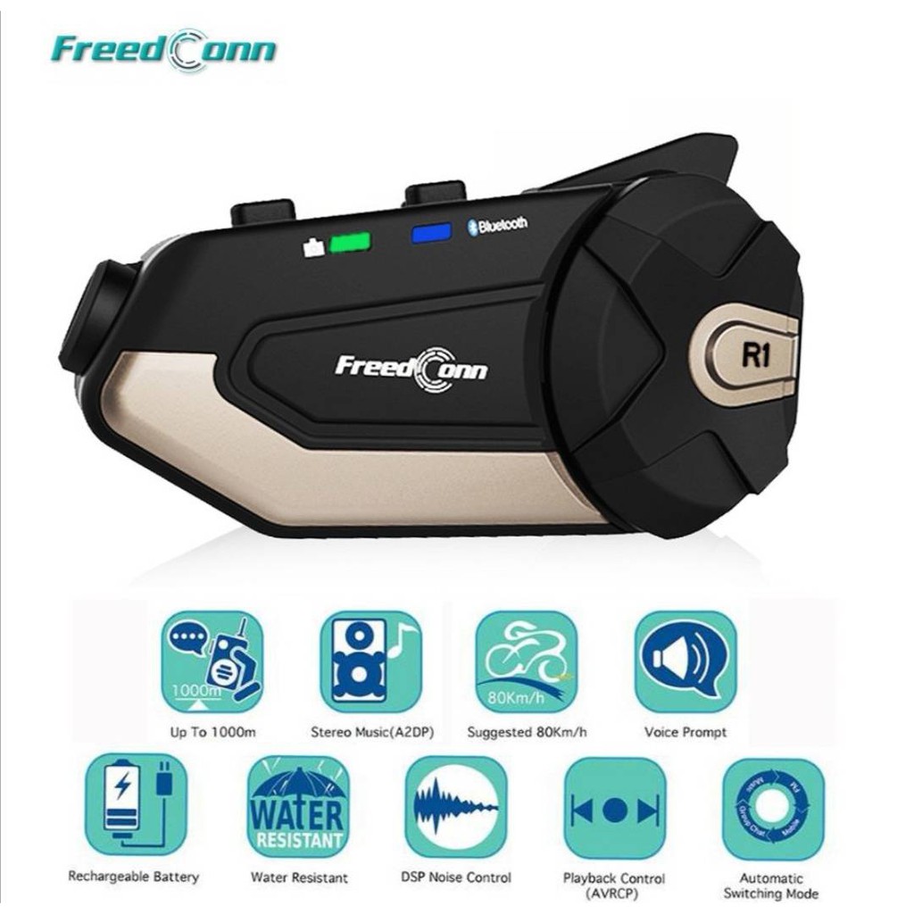 บลูทูธติดหมวกกันน็อค พร้อมกล้อง Freed Conn R1 Helmet Headset Intercom ...