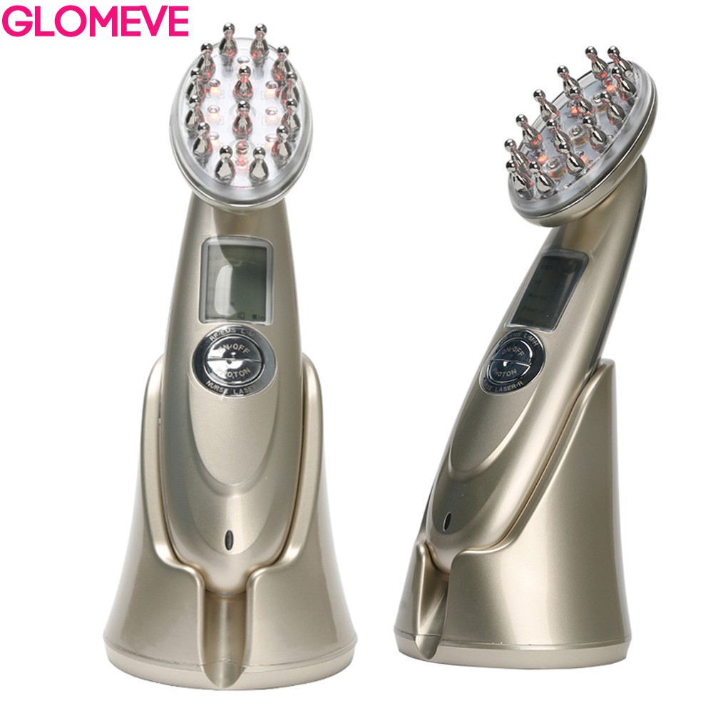 ไฟฟ้าเลเซอร์ผมการเจริญเติบโตหวีป้องกันผมร่วงนวดบําบัดอินฟราเรด RF แสงสีแดง EMS การสั่นสะเทือนนวดแปรงผมดูแลเส้นผม