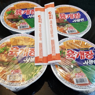 🍜ราคาProนี้ได้รับ 4 ถ้วย ตัวนำเข้า농심국수👍แถมตะเกียบไม้ Original จากเกาหลี/ ยุกเกจัง ( Yookgaejang )รสเนื้อ Ramen Mama 86g