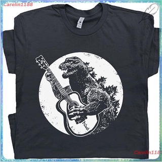 Dinosaur Guitar T Shirt Funny T Shirt Playing Acoustic Elecrtic Cool Tee Player Vintage 80s Band Rock Bass Graphic เสื้อ