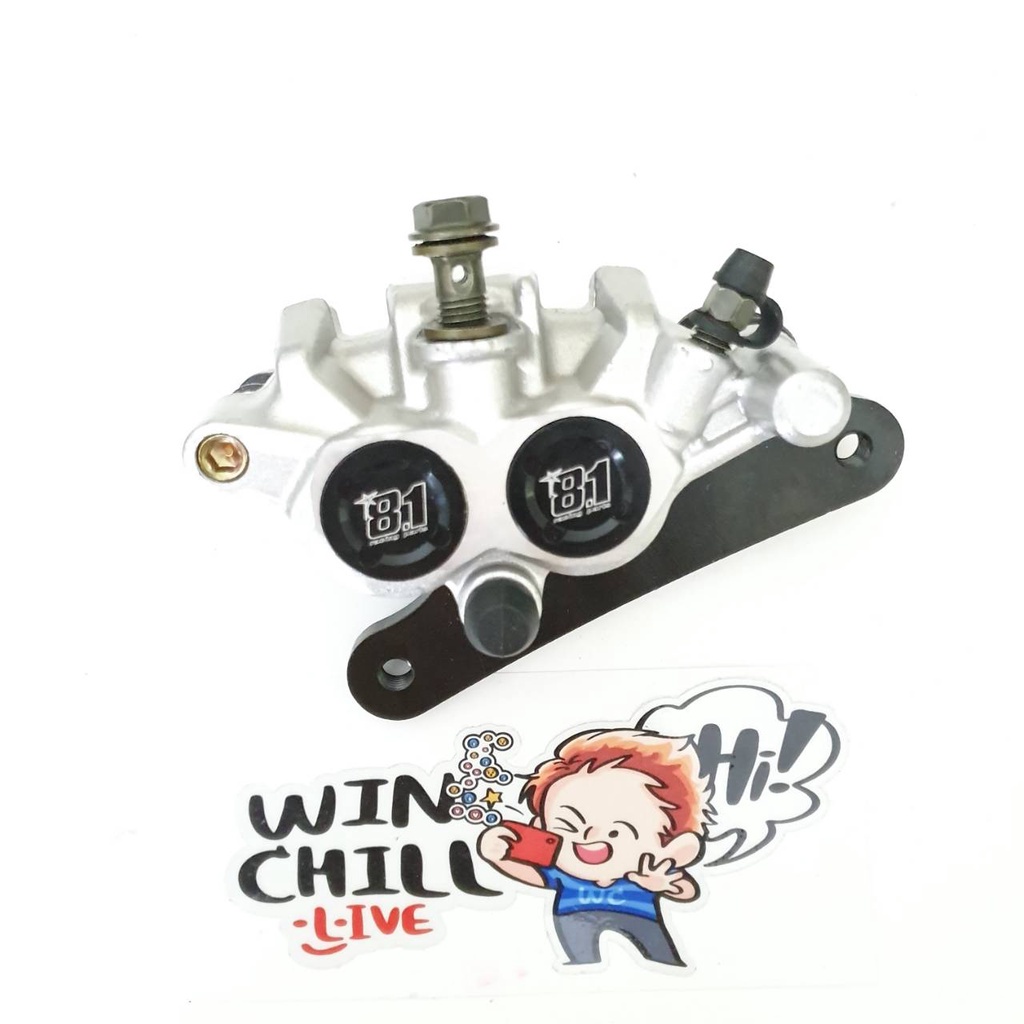 ปั๊มโลโก้81 2PORT ใส่โช้คเดิม WAVE110i / WAVE125ปลาวาฬ สีดำ