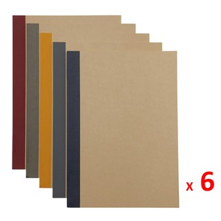 MUJI สมุดบันทึก โน้ตบุ๊ก สันสมุด 5 สี ขนาด B5 ขนาดแผ่น 18 x 25 เซนติเมตร เส้นแนวนอนขนาด 6 มม. 30 แผ่นต่อเล่ม ชุดละ 6 ห่อ