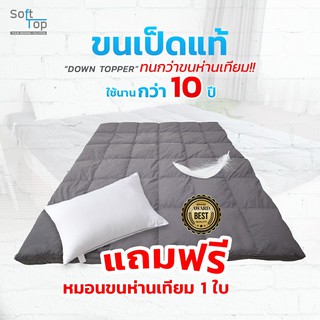 Softtop Topper รุ่นขนเป็ดแท้ธรรมชาติ (แถมฟรีหมอน1ใบ) ท็อปเปอร์ กันไรฝุ่น ทอปเปอร์   ใช้งานได้ยาวนาน 10 ปี++