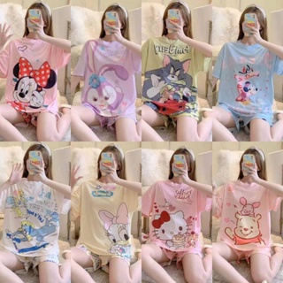ชุดนอนแขนขาสั้น ลายการ์ตูนลิขสิทธิ์