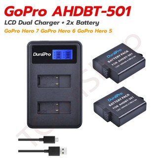 แท่นชาร์จ + 2x แบตเตอรี่ Gopro Hero 8 Gopro Hero 7 Gopro Hero 6 AHDBT-501 Battery Gopro Hero 87/6/5