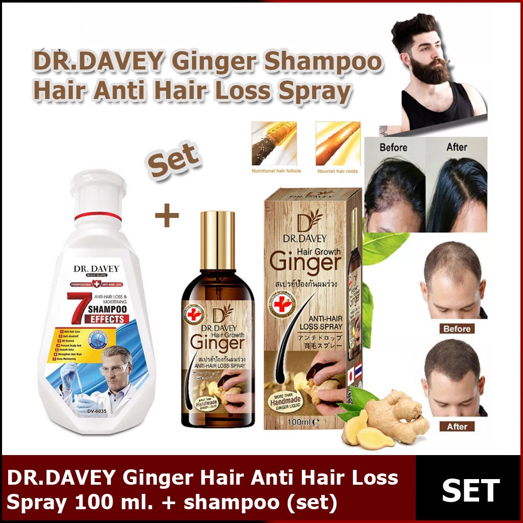 DR.DAVEY Ginger Hair Anti Hair Loss Spray 100 ml + shampoo (set)