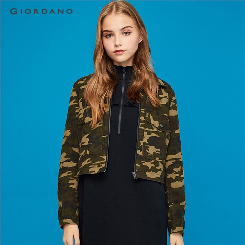 GIORDANO WOMEN Stand collar double falp pockets jacket 95379677