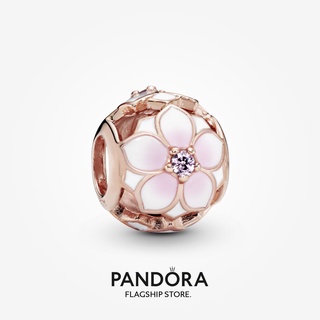 Pandora จี้ดอกไม้แมกโนเลีย สีชมพู ของขวัญวันเกิด สําหรับสุภาพสตรี p825