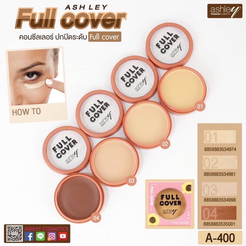 A-400 Ashley  Full Cover คอนซีลเลอร์ตลับกลม