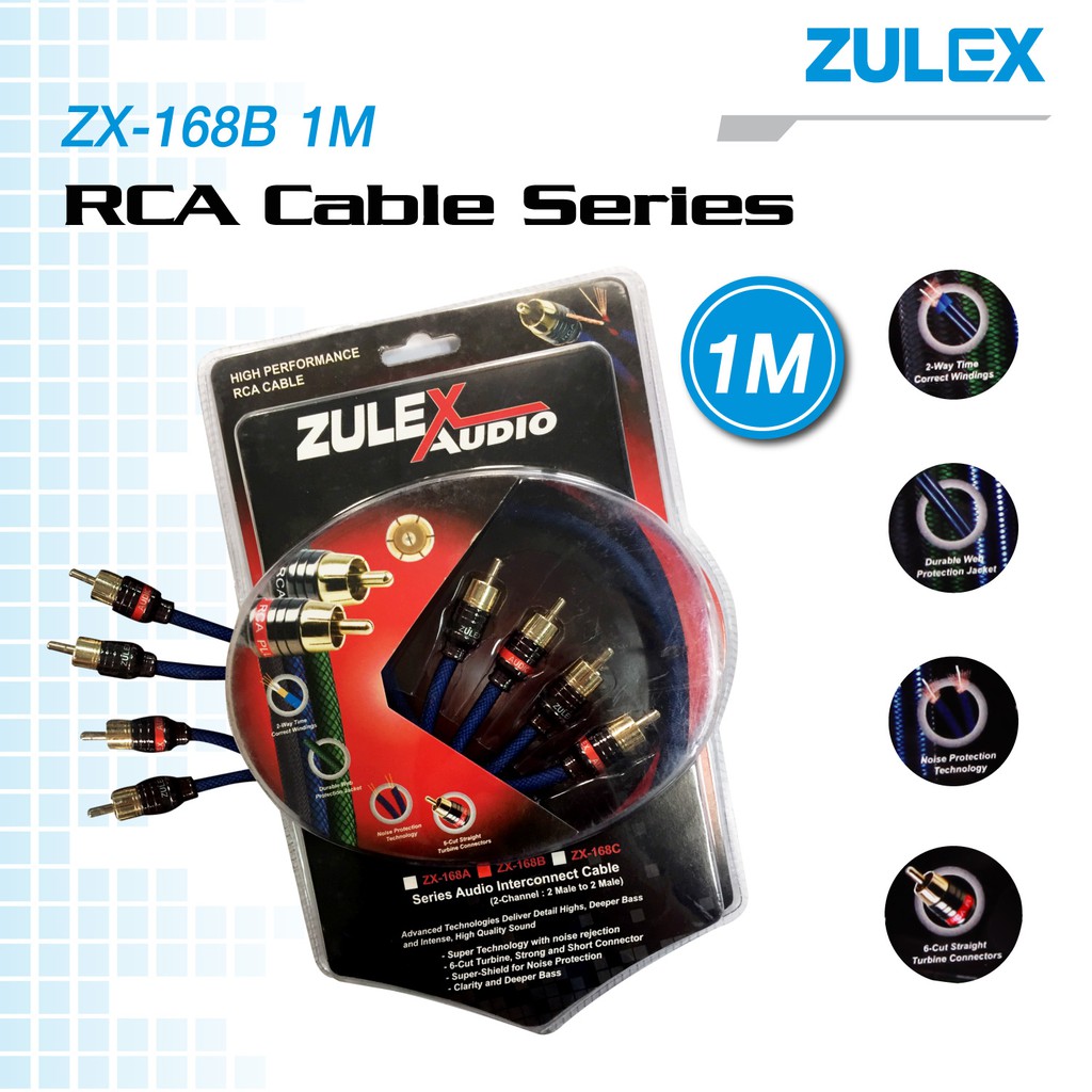 Zulex สายสัญญาน RCA Audio หัวต่อดิไซด์สั้นแข็งแรง ชนิด 6 กลีบ(ใบพัด) RCA เข้า 2ออก2 RCA Audio รุ่น ZX-168B 1M ยาว 1 เมตร ราคา ถูกที่สุด ดีลบีเคเค แกลเลอรีภาพที่ 2