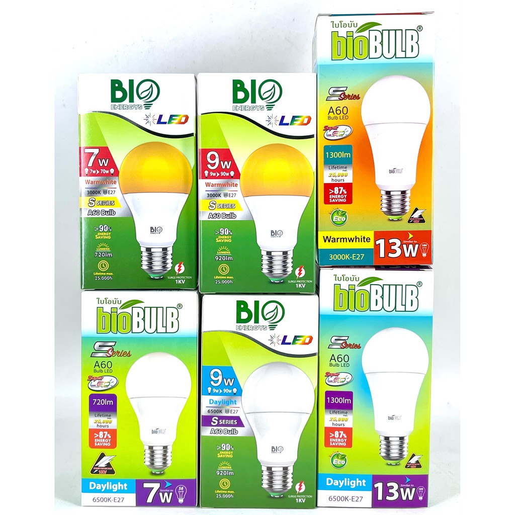 Biobulb หลอดไฟ LED หลอดไฟประหยัดพลังงาน ไฟ 7W 9W 13W E27