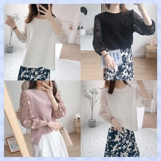 QKshop 💖 เสื้อแขนยาวผ้านิ่มลายลูกไม้ลุคใหม่ไม่เหมือนใคร ล้ำสุดๆ ใส่ได้ทุกวัย ดูสุภาพเรียบๆดูแพงสุดๆ ใส่ทำงานใส่เที่ยวครบ
