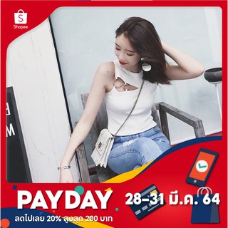 [โค้ดลดเพิ่ม 20% ไม่มีขั้นต่ำ SMAPAYDAY200] เสื้อแขนกุดไหมพรมสีพื้น เนื้อผ้าดีไม่หนา มีความเปรี้ยวด้วย