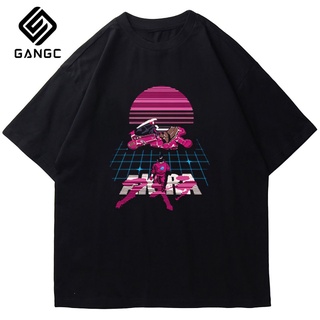 เสื้อยืดวินเทจใหม่ เสื้อยืดลําลอง แขนสั้น พิมพ์ลายอนิเมะ Akira Synthwave สีขาว ใส่สบาย เหมาะกับฤดูร้อน สําหรับผู้ชาย Cgd