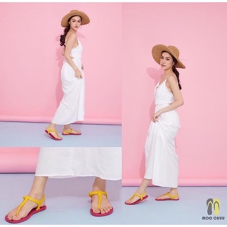 Moochuu : MC 04 sandal (พื้นชมพู สายเหลือง)