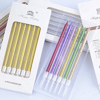 เทียนวันเกิด แบบแท่ง หลากหลายสี Birthday Cake Decorating Candle, Party Candle, Cake Topper แพค 6 แท่ง